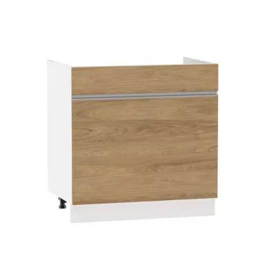 Mosdószekrény fiókkal ADAMA - szélesség 80 cm, hickory natúr / fehér, lábak 15 cm