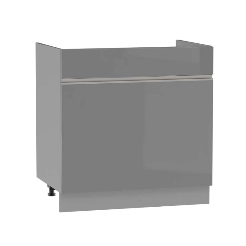 Mosdószekrény fiókkal ADAMA - szélesség 80 cm, fényes szürke / szürke, 10 cm lábak