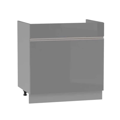 Mosdószekrény fiókkal ADAMA - szélesség 80 cm, fényes szürke / szürke, 15 cm lábak