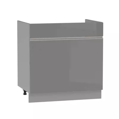 Mosdószekrény fiókkal ADAMA - szélesség 80 cm, fényes szürke / szürke, 15 cm lábak
