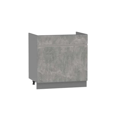 Mosdószekrény fiókkal ADAMA - szélesség 80 cm, világos műbeton / szürke, 10 cm lábak
