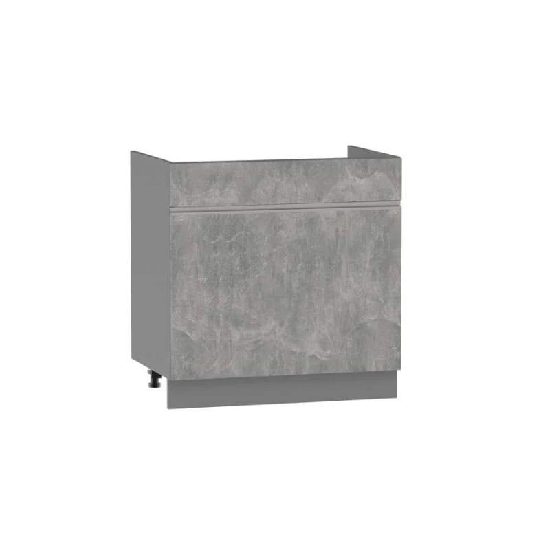 Mosdószekrény fiókkal ADAMA - szélesség 80 cm, világos műbeton / szürke, 15 cm lábak