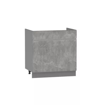 Mosdószekrény fiókkal ADAMA - szélesség 80 cm, világos műbeton / szürke, 15 cm lábak