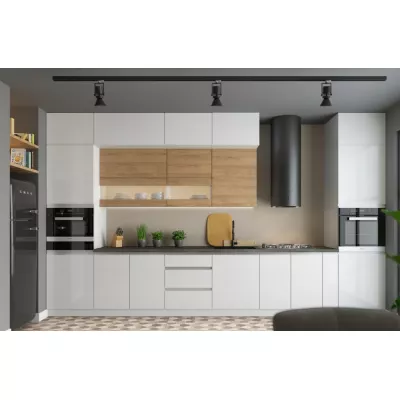 Mosdószekrény fiókkal ADAMA - szélesség 80 cm, fényes fehér / fehér, 10 cm lábak