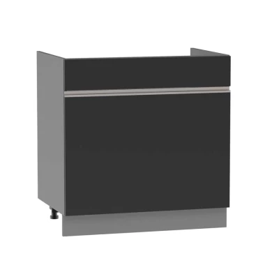 Mosdószekrény fiókkal ADAMA - szélesség 80 cm, fekete / szürke, lábak 15 cm