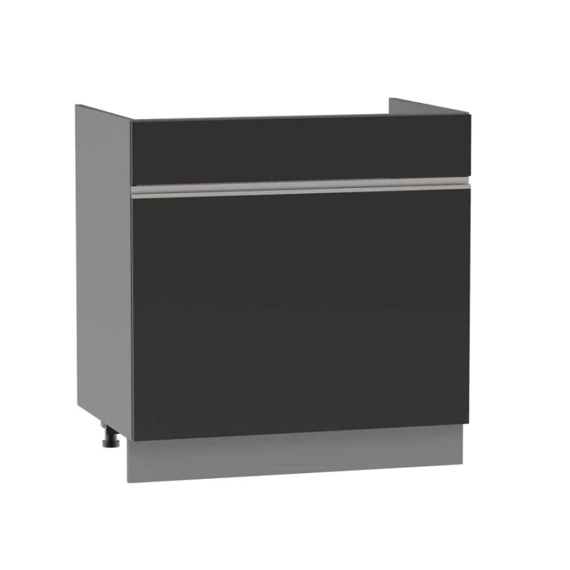 Mosdószekrény fiókkal ADAMA - szélesség 80 cm, fekete / szürke, lábak 15 cm