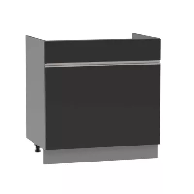 Mosdószekrény fiókkal ADAMA - szélesség 80 cm, fekete / szürke, lábak 15 cm