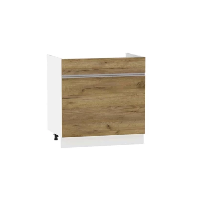 Mosdószekrény fiókkal ADAMA - szélesség 80 cm, craft tölgy arany / fehér, lábak 10 cm