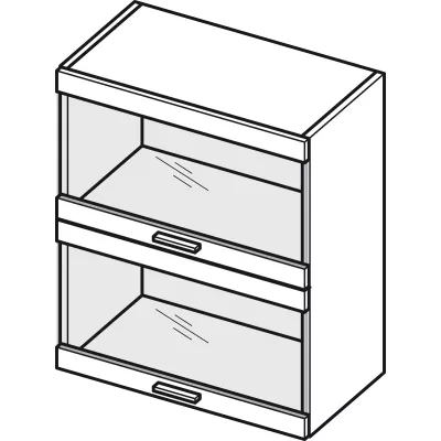 ADAMA üveges konyhaszekrény - szélesség 60 cm, natúr hikorifa / fehér