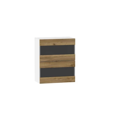 ADAMA üveges konyhaszekrény - szélesség 60 cm, artisan tölgyfa arany / fehér