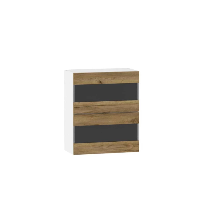 ADAMA üveges konyhaszekrény - szélesség 60 cm, artisan tölgyfa arany / fehér
