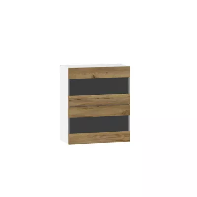 ADAMA üveges konyhaszekrény - szélesség 60 cm, artisan tölgyfa arany / fehér