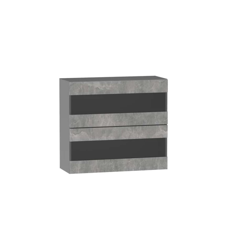 ADAMA üveg konyhaszekrény - szélesség 80 cm, világos beton műhely / szürke
