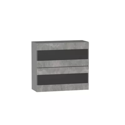 ADAMA üveg konyhaszekrény - szélesség 80 cm, világos beton műhely / szürke
