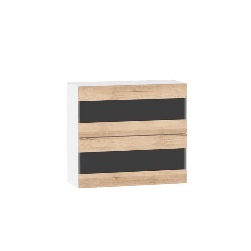 ADAMA üveg konyhaszekrény - szélesség 80 cm, artisan bükk / fehér