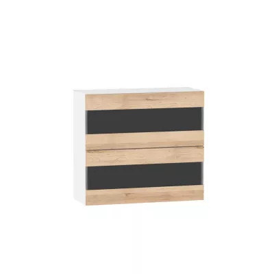 ADAMA üveg konyhaszekrény - szélesség 80 cm, artisan bükk / fehér