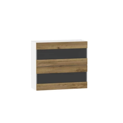 ADAMA üveges konyhaszekrény - szélesség 80 cm, artisan tölgyfa arany / fehér