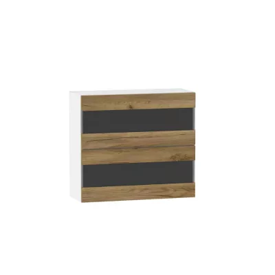 ADAMA üveges konyhaszekrény - szélesség 80 cm, artisan tölgyfa arany / fehér