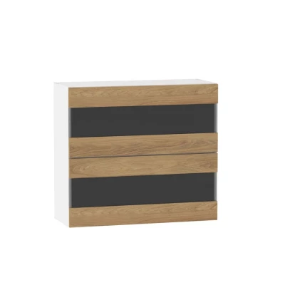 ADAMA üveges konyhaszekrény - szélesség 80 cm, natúr hickory / fehér