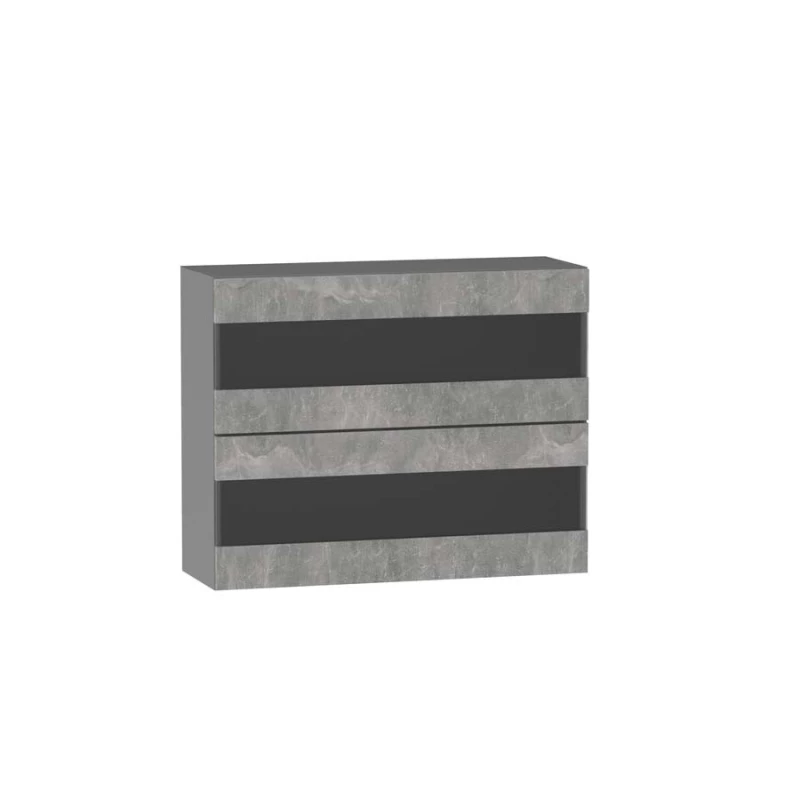 ADAMA üveg konyhaszekrény - szélesség 90 cm, világos műbeton / szürke