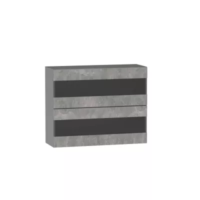 ADAMA üveg konyhaszekrény - szélesség 90 cm, világos műbeton / szürke
