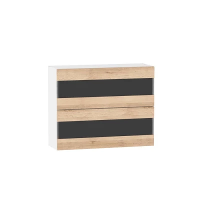 ADAMA üveg konyhaszekrény - szélesség 90 cm, artisan bükk / fehér
