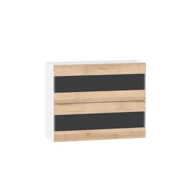 ADAMA üveg konyhaszekrény - szélesség 90 cm, artisan bükk / fehér