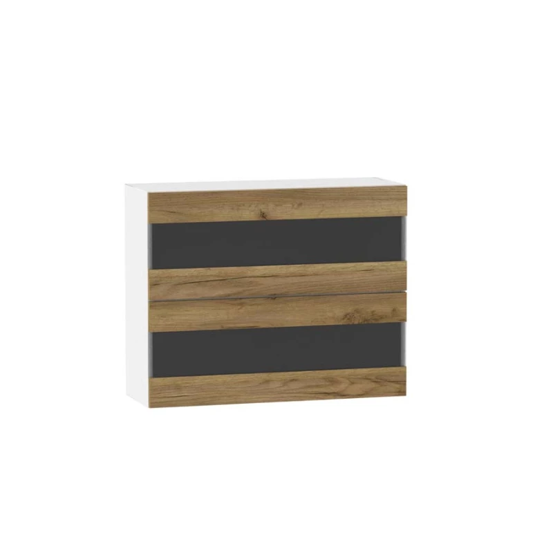 ADAMA üveges konyhaszekrény - szélesség 90 cm, artisan tölgyfa arany / fehér
