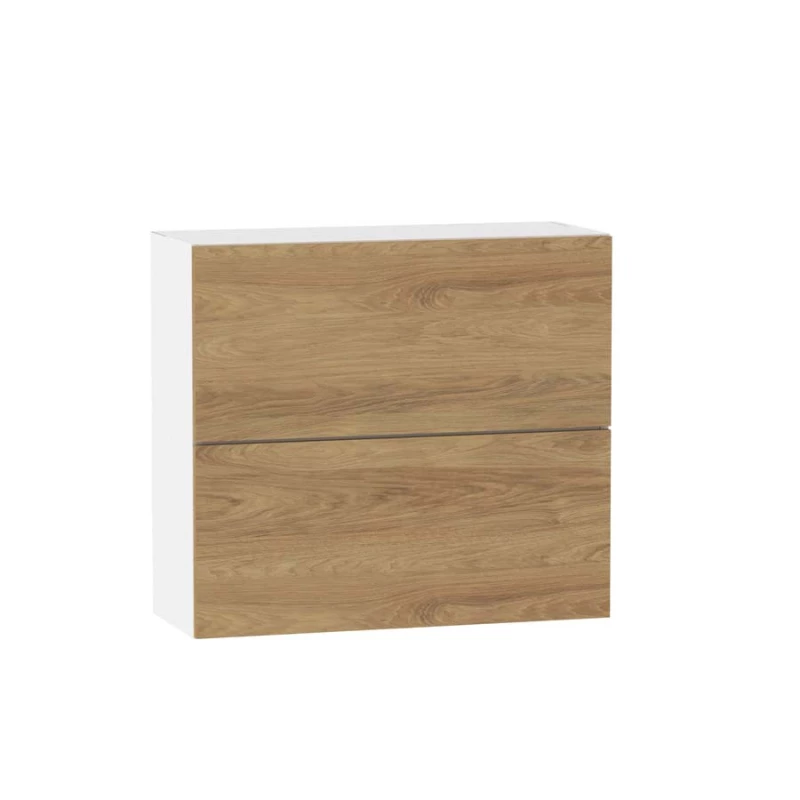 Kétajtós fali szekrény ADAMA - szélesség 80 cm, natúr hikorifa / fehér