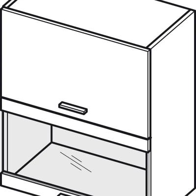 Felső vitrines szekrény ADAMA - szélesség 60 cm, fényes fehér / fehér