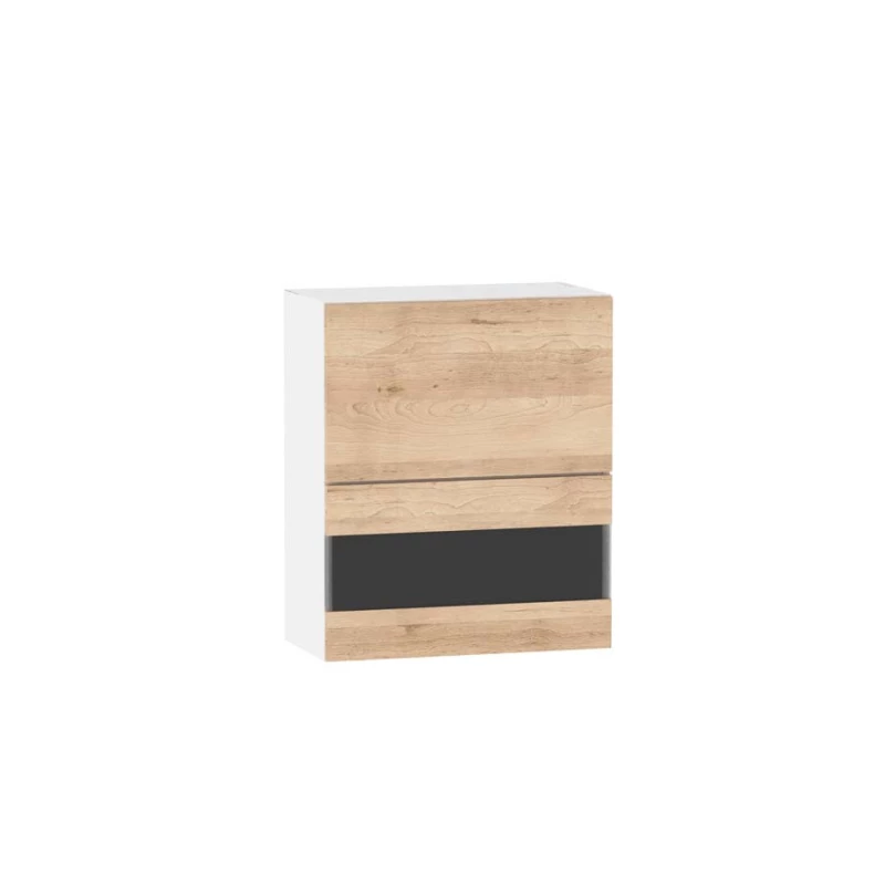 Felső vitrines szekrény ADAMA - szélesség 60 cm, artisan bükk / fehér