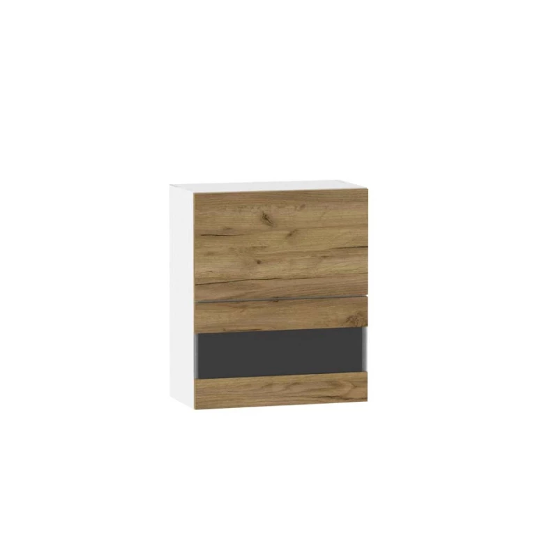Felső vitrines szekrény ADAMA - szélesség 60 cm, artisan tölgyfa arany / fehér