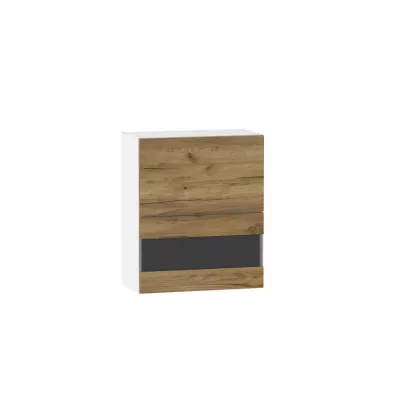 Felső vitrines szekrény ADAMA - szélesség 60 cm, artisan tölgyfa arany / fehér