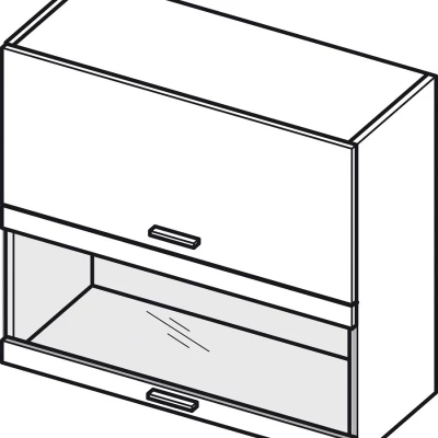 Felső vitrines szekrény ADAMA - szélesség 80 cm, fényes szürke / szürke
