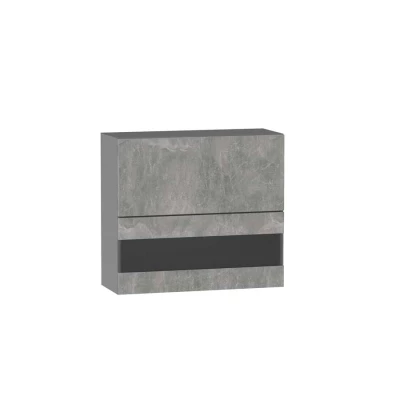 Felső vitrin ADAMA - szélesség 80 cm, világos beton műhely / szürke