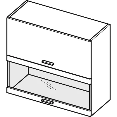 Felső vitrines szekrény ADAMA - szélesség 80 cm, fényes fehér / fehér
