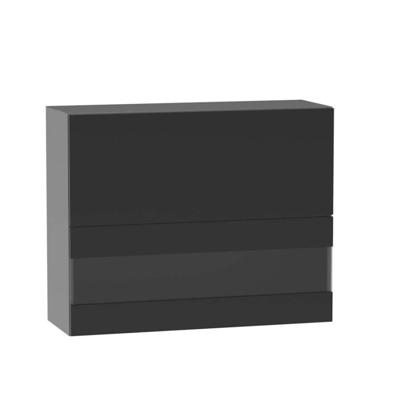 Felső vitrines szekrény ADAMA - szélesség 90 cm, fekete / szürke