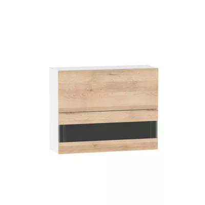 Felső vitrines szekrény ADAMA - szélesség 90 cm, artisan bükk / fehér