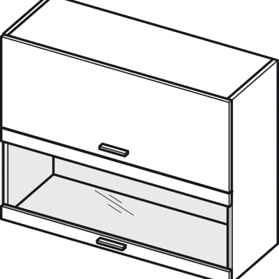 Felső vitrines szekrény ADAMA - szélesség 90 cm, artisan bükk / fehér
