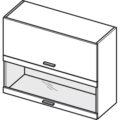 Felső vitrines szekrény ADAMA - szélesség 90 cm, artisan bükk / fehér