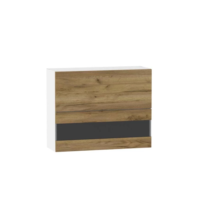 Felső vitrines szekrény ADAMA - szélesség 90 cm, artisan tölgyfa arany / fehér