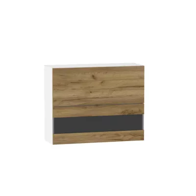 Felső vitrines szekrény ADAMA - szélesség 90 cm, artisan tölgyfa arany / fehér