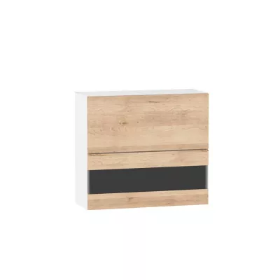 Felső vitrines szekrény ADAMA - szélesség 80 cm, artisan bükk / fehér