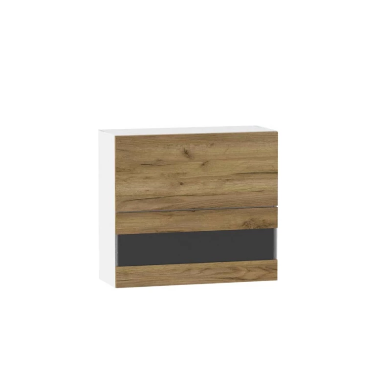 Felső vitrines szekrény ADAMA - szélesség 80 cm, artisan tölgyfa arany / fehér