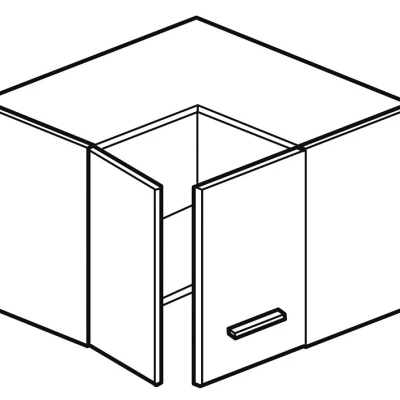 Felső sarokszekrény ADAMA - szélesség 65 cm, fényes fehér / fehér
