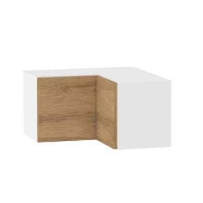 Felső sarokszekrény ADAMA - szélesség 65 cm, hickory natúr / fehér