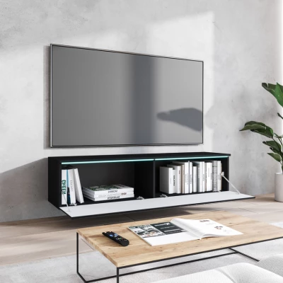 TV állvány CERIEE 140 - fekete grafit / halszálkamintás