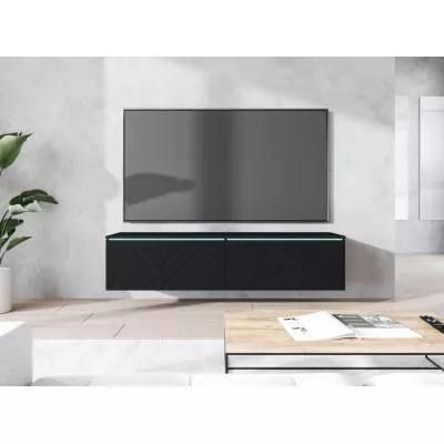 TV állvány CERIEE 140 - fekete grafit / halszálkamintás