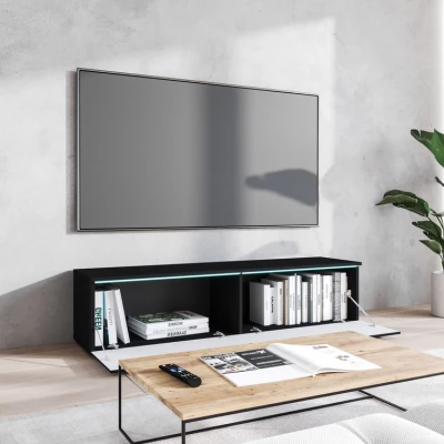 TV állvány CERIEE 140 - fekete grafit / halszálkamintás