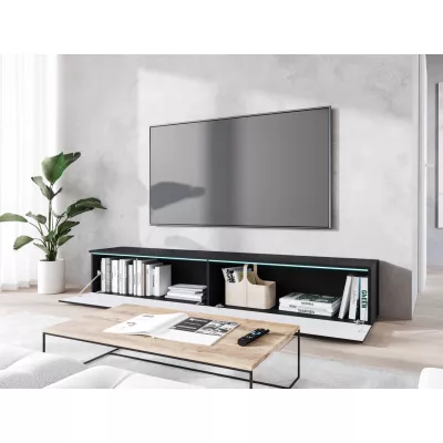 TV állvány CERIEE 180 - fekete grafit / halszálkamintás